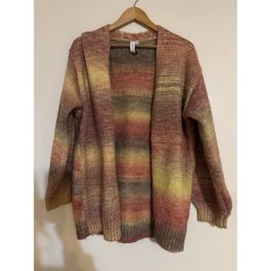 Long Wool Blend Cardigan Sweater Striped Womens Xs Small Cute Soft Warm